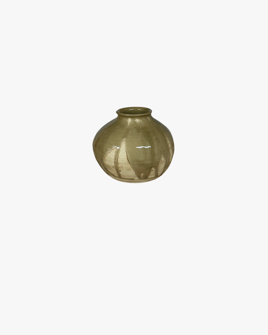Mustard Drip Puff Vase