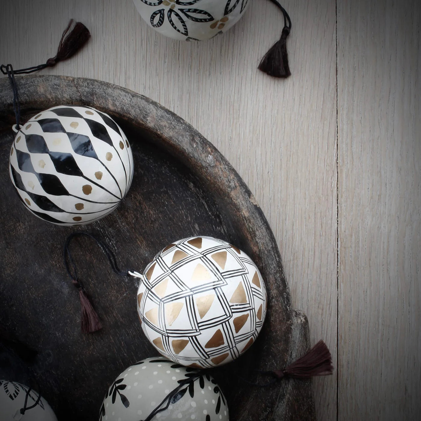 Holiday Hand-painted Ornament – Bauble Triangle (Set of 6)