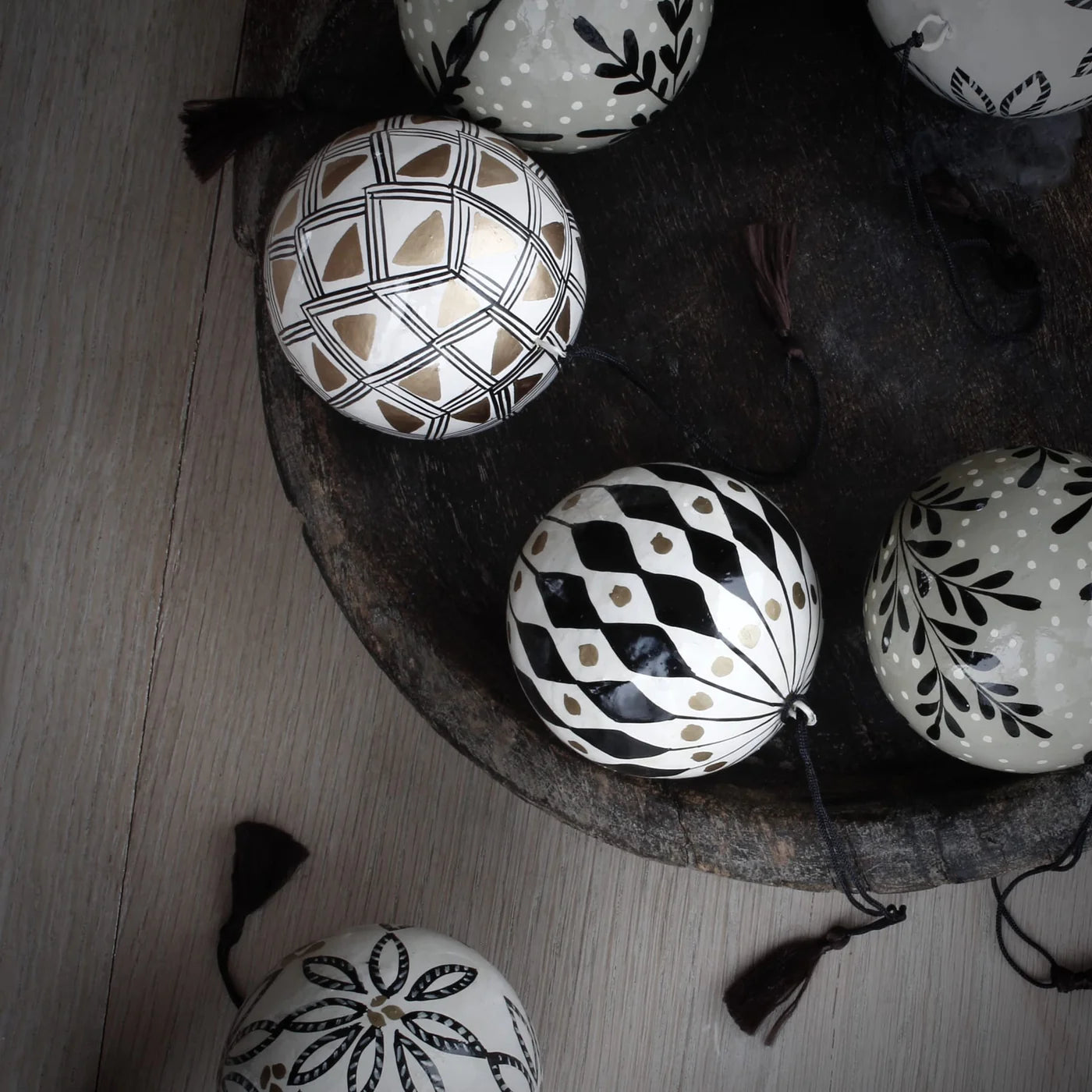 Holiday Hand-painted Ornament – Bauble Triangle (Set of 6)