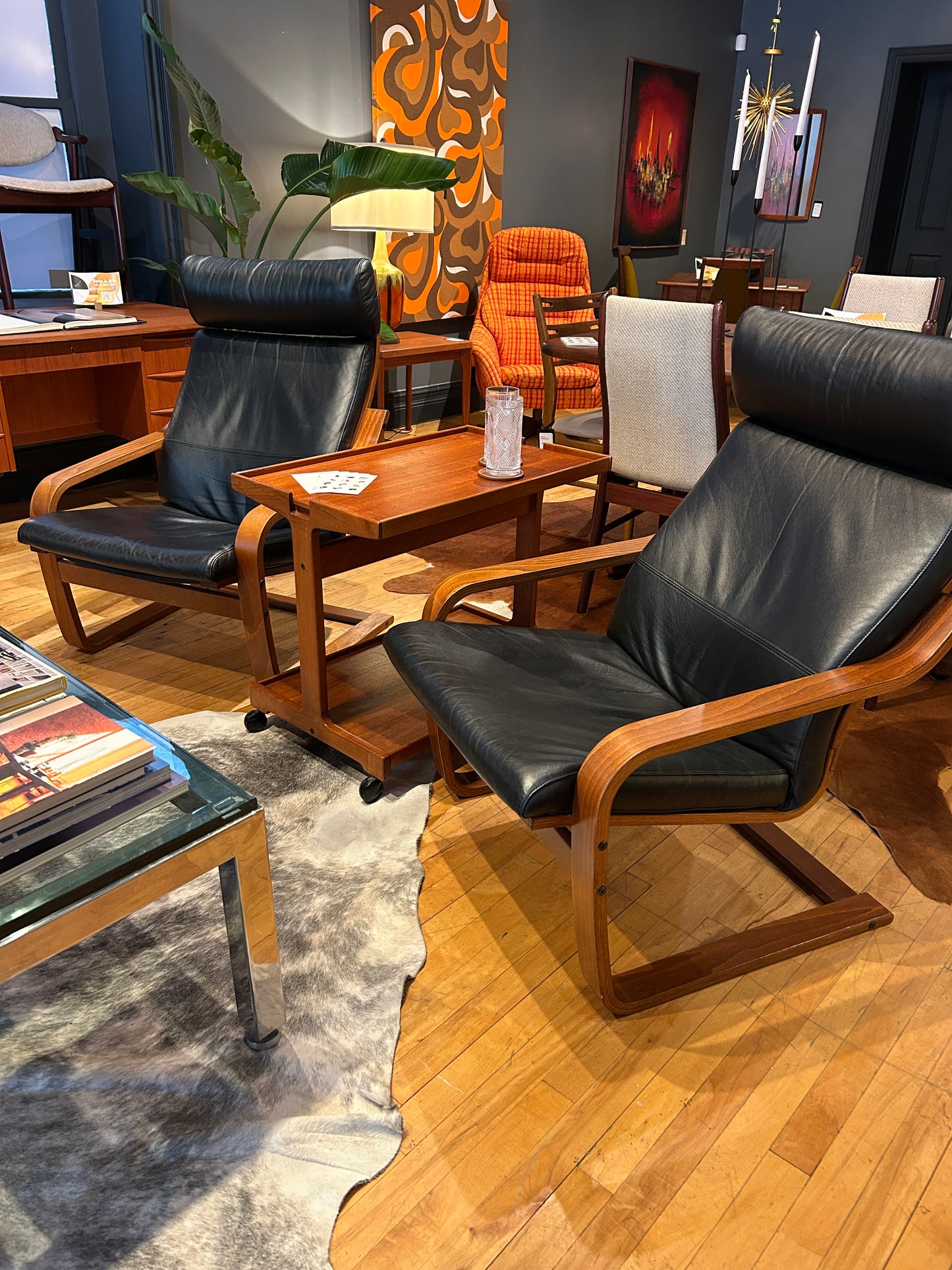 Noboru Nakamura Leather Lounge Chairs