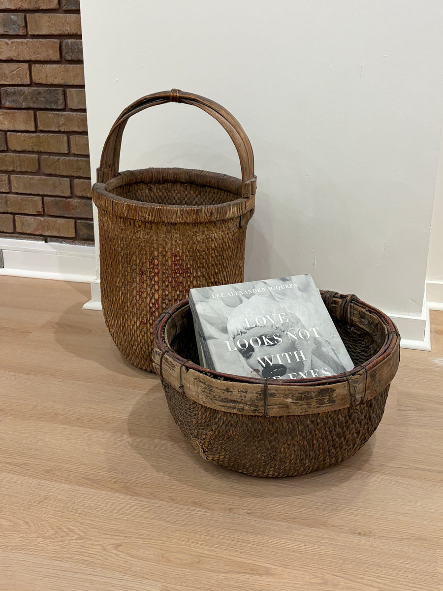 Antique Low Wicker Basket