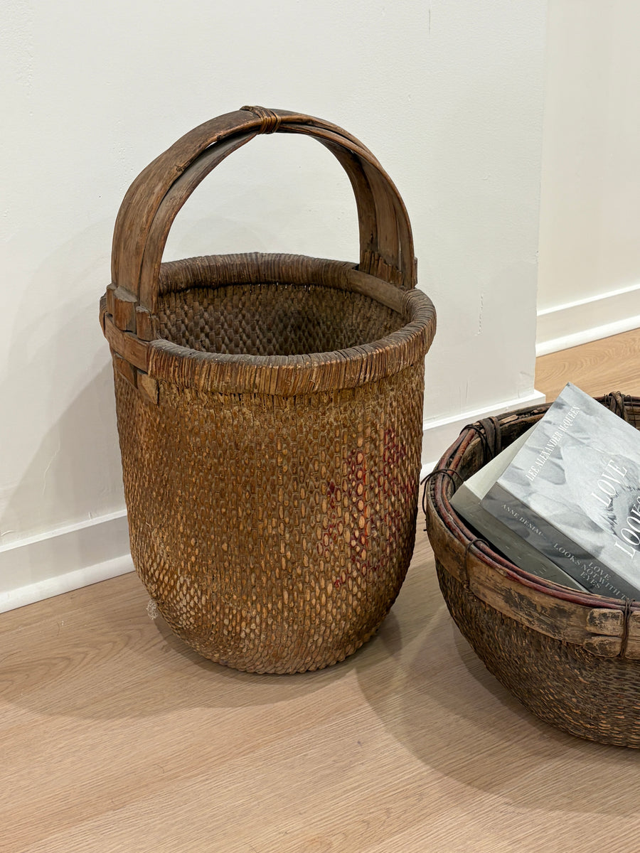 Antique Tall Wicker Basket