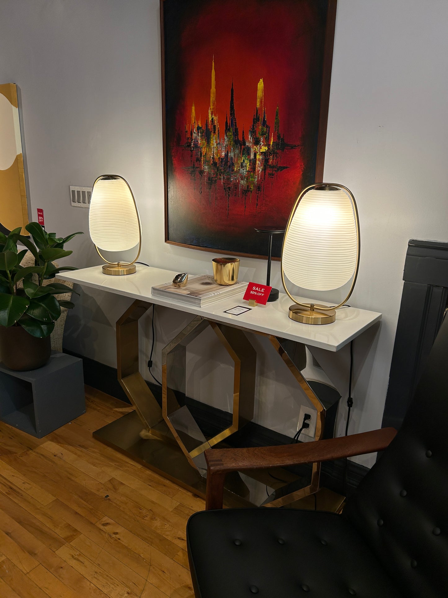 Opaline Ribbed Glass Table Lamp