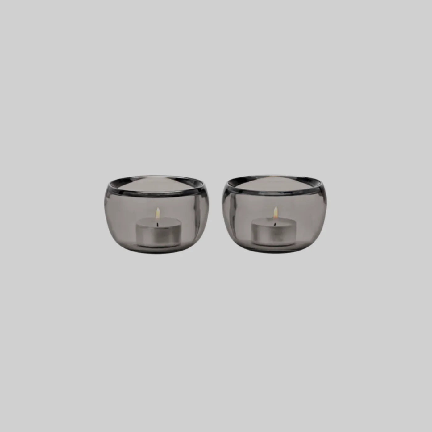 Ora Smoke Glass Candleholder Pair