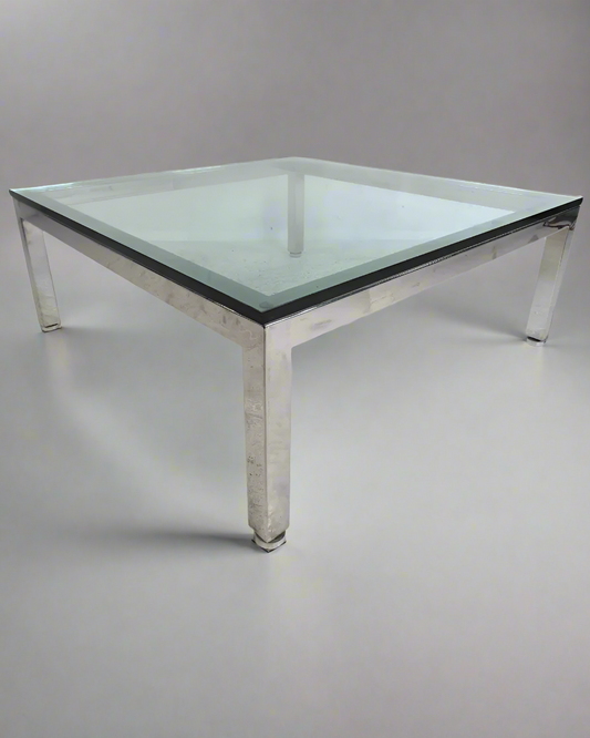 Quadrata Chrome Glass Coffee Table