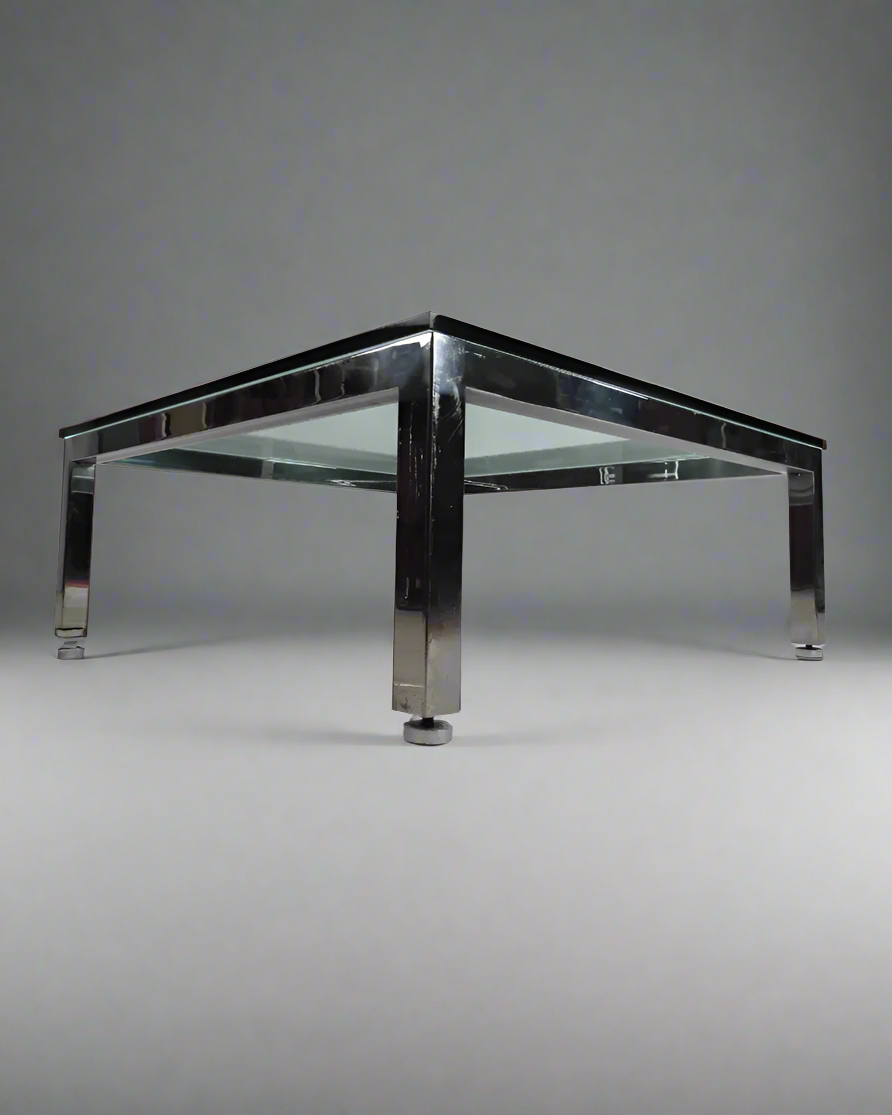 Quadrata Chrome Glass Coffee Table