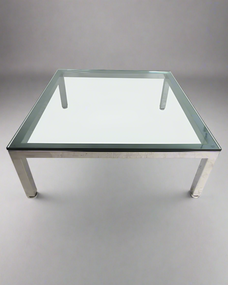 Quadrata Chrome Glass Coffee Table