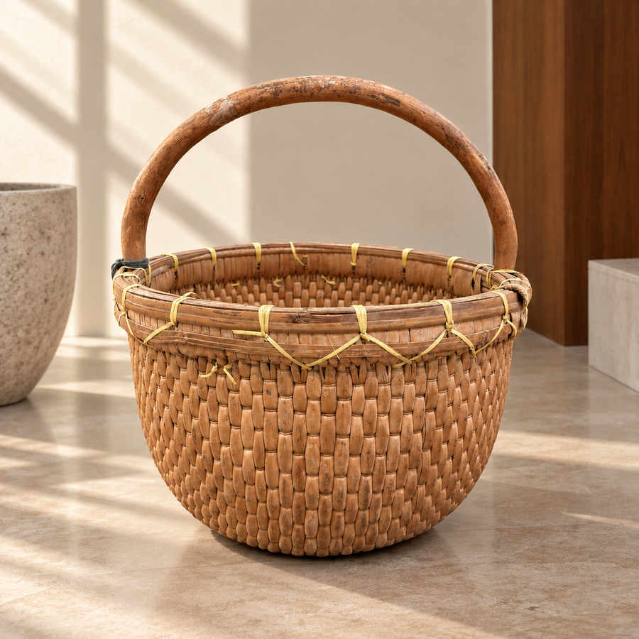 Antique Low Wicker Basket