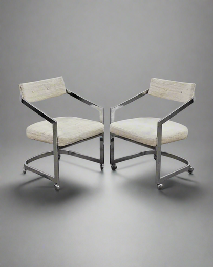 Milo Baughman Chrome Cantilever Arm Chairs