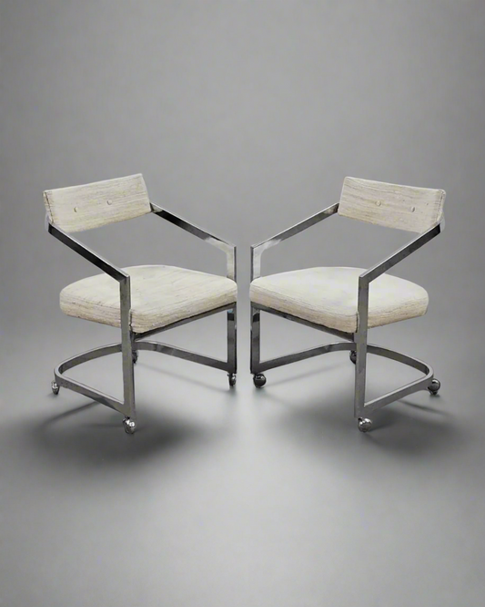 Milo Baughman Chrome Cantilever Arm Chairs