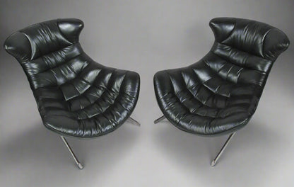 Low-Slung Leather Lounge Chairs