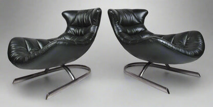 Low-Slung Leather Lounge Chairs