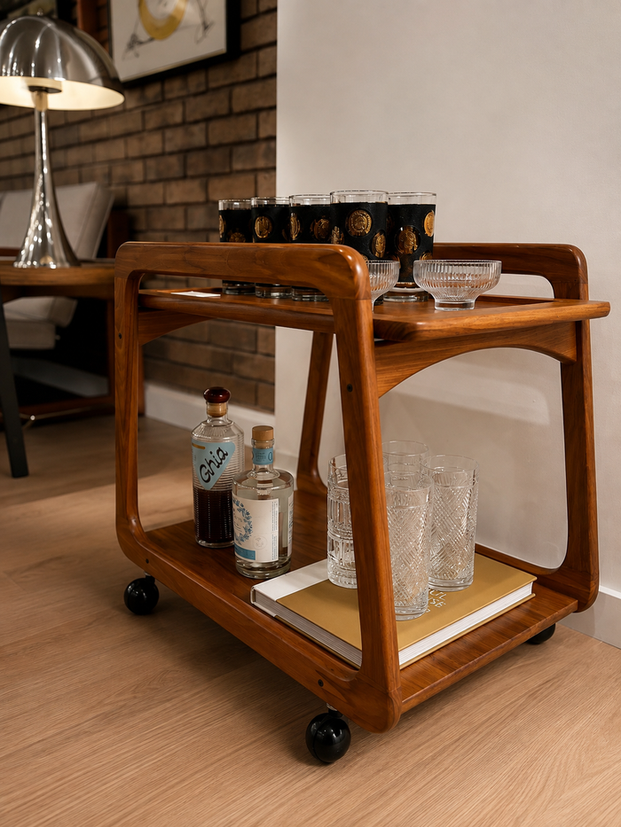 Danish Modern Teak Bar Cart by Henning Wind-Hansen for Skia Møbler