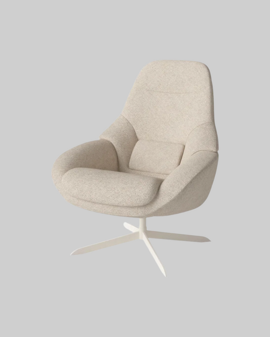 Beige swivel chair on a white background