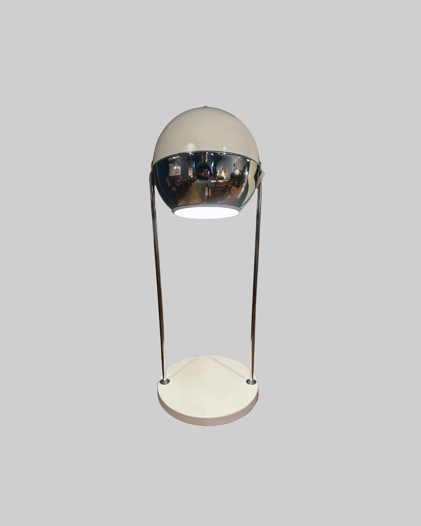 White Globe Space Age Table Lamp