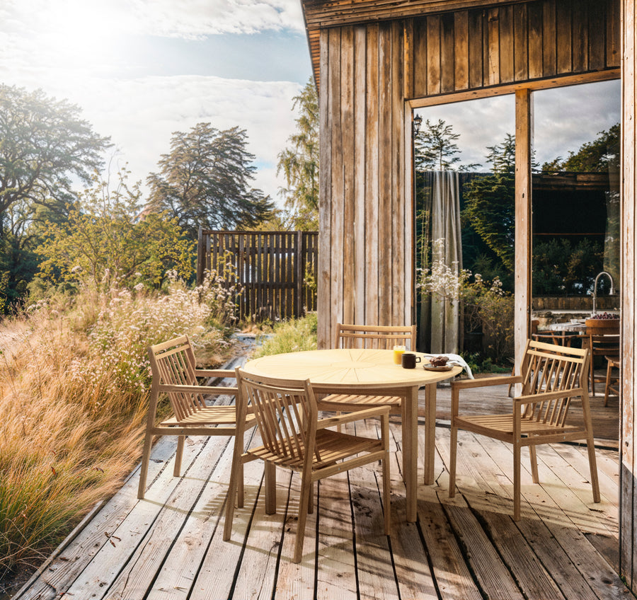M27 Teak Round Garden Table