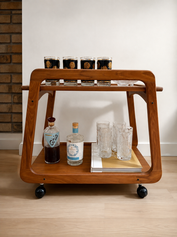 Danish Modern Teak Bar Cart by Henning Wind-Hansen for Skia Møbler