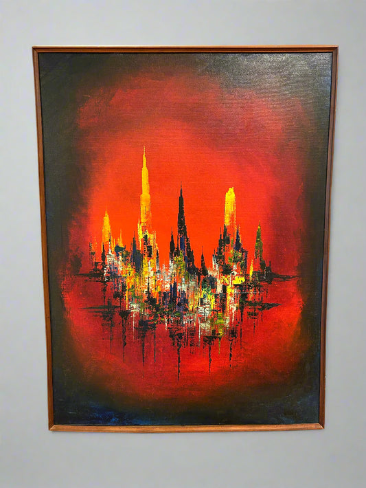 Inferno Skyline Oil Painting