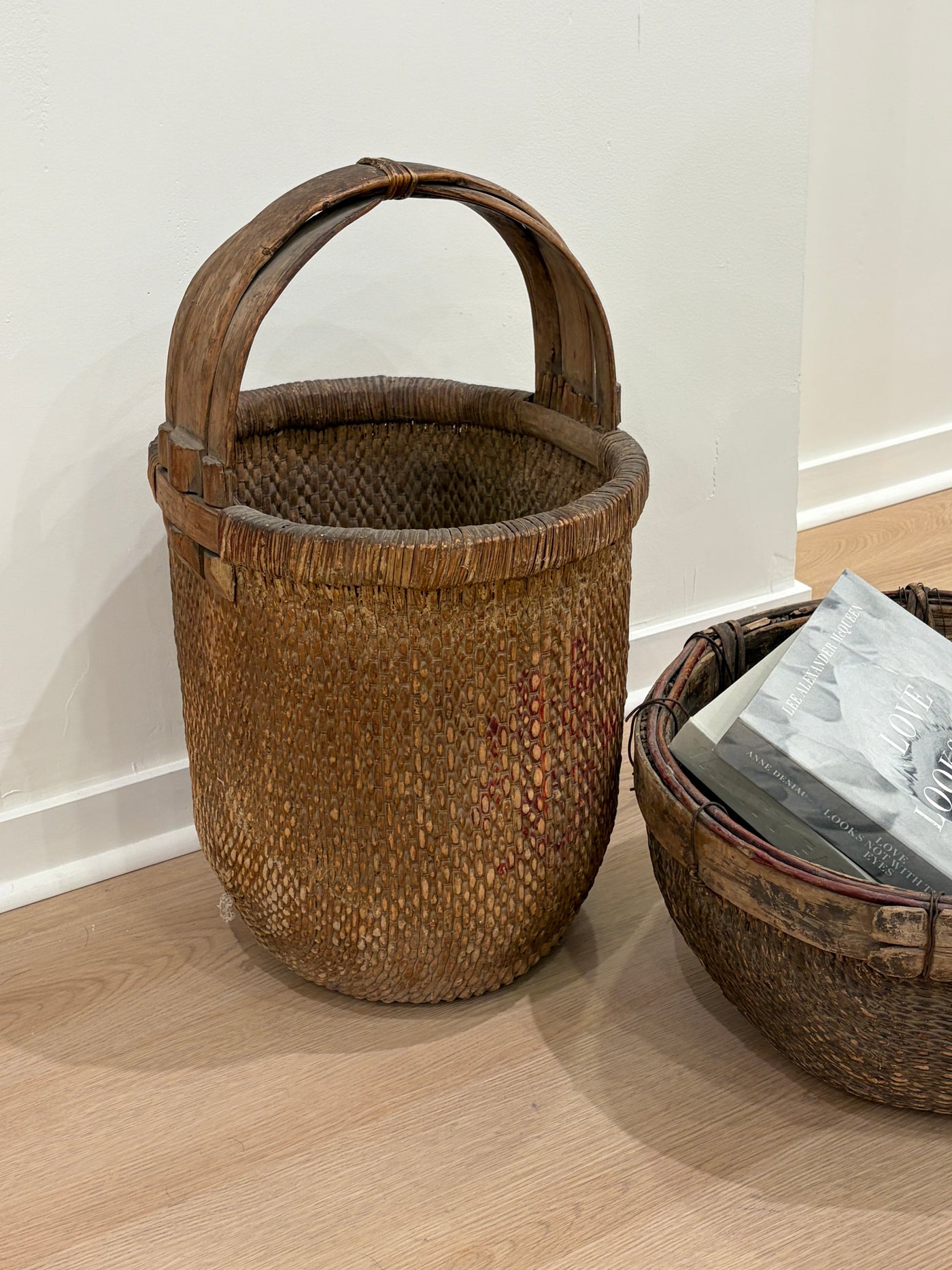 Antique Tall Wicker Basket