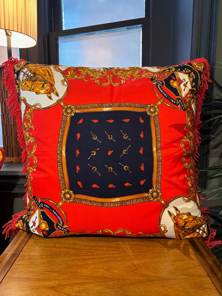 Coussin Equestre Rouge Paris Circa 1970