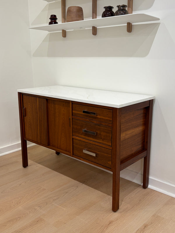 Vida Marble Top Walnut Cabinet