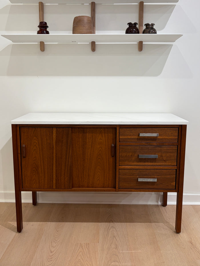 Vida Marble Top Walnut Cabinet