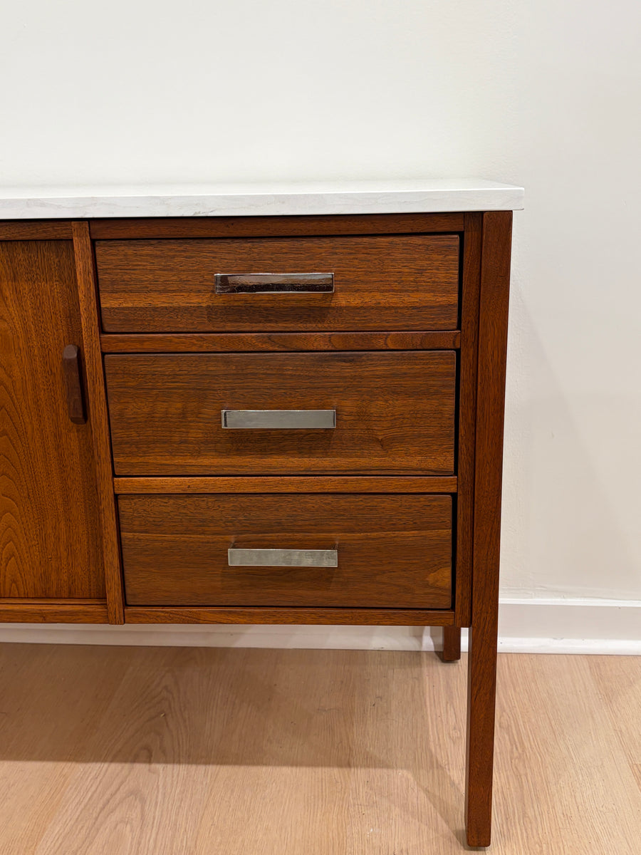 Vida Marble Top Walnut Cabinet