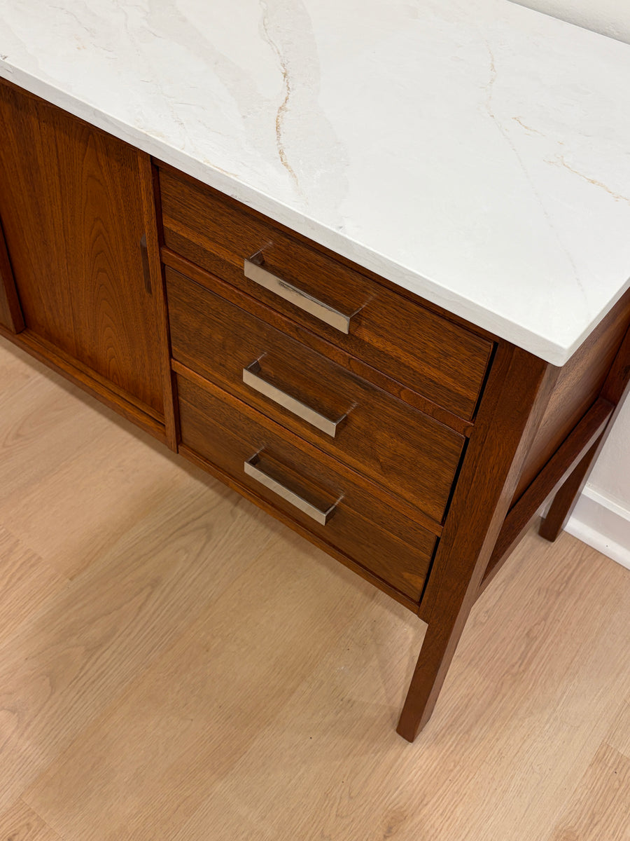 Vida Marble Top Walnut Cabinet