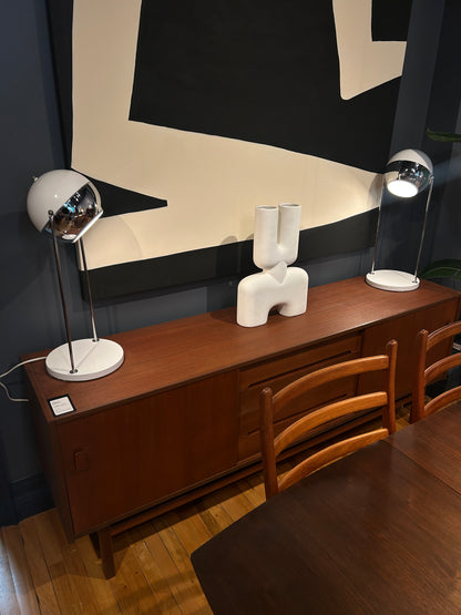 White Globe Space Age Table Lamp