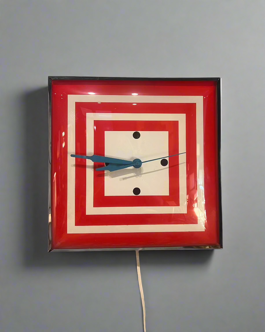 ModTime Red & Cream Square Clock