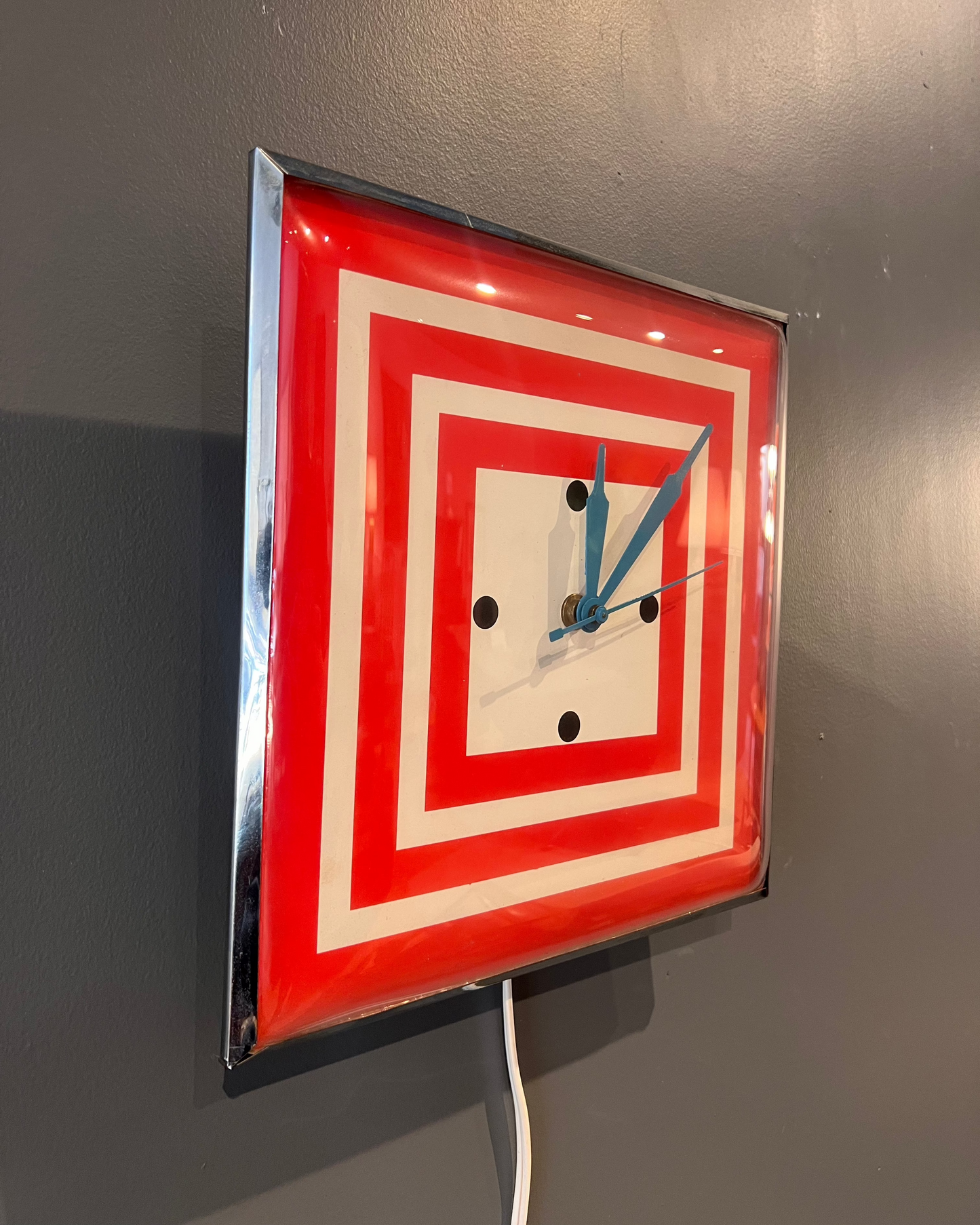 ModTime Red & Cream Square Clock