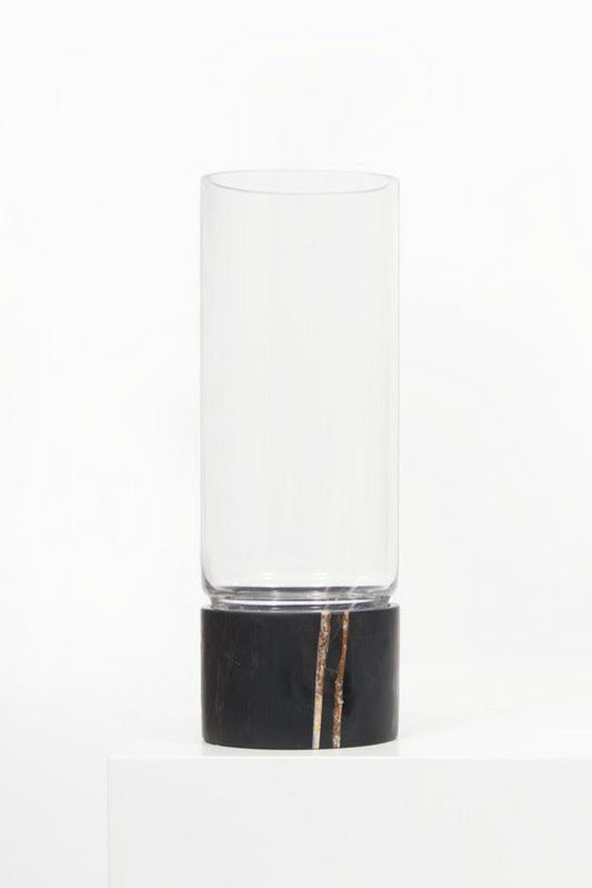 Lauren Black Marble and Glass Vase and Hurricane