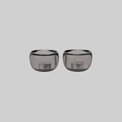 Ora Smoke Glass Candleholder Pair