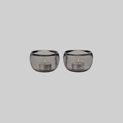 Ora Smoke Glass Candleholder Pair