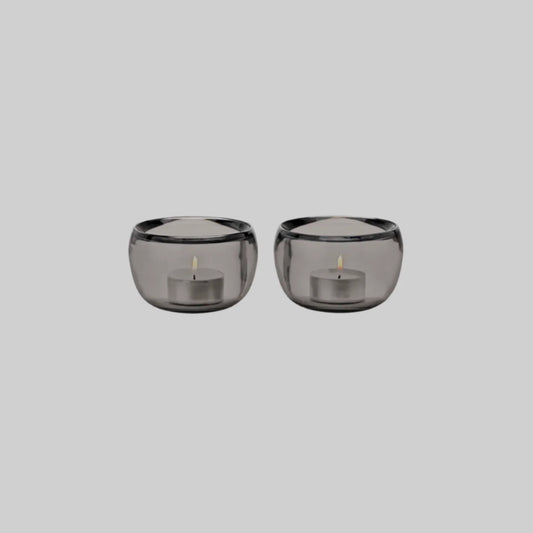 Ora Smoke Glass Candleholder Pair