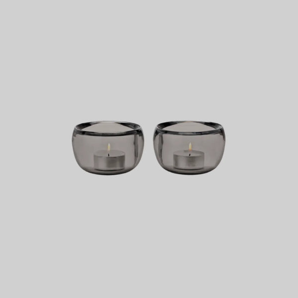 Ora Smoke Glass Candleholder Pair