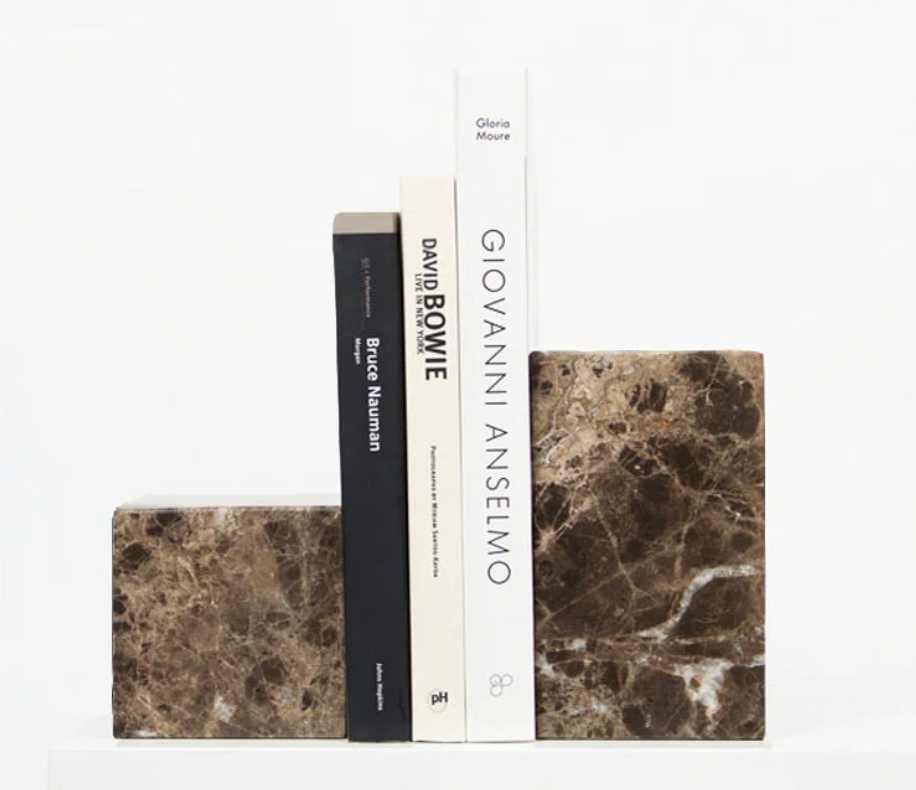 Dark Emperador Marble Asymmetric Book Ends