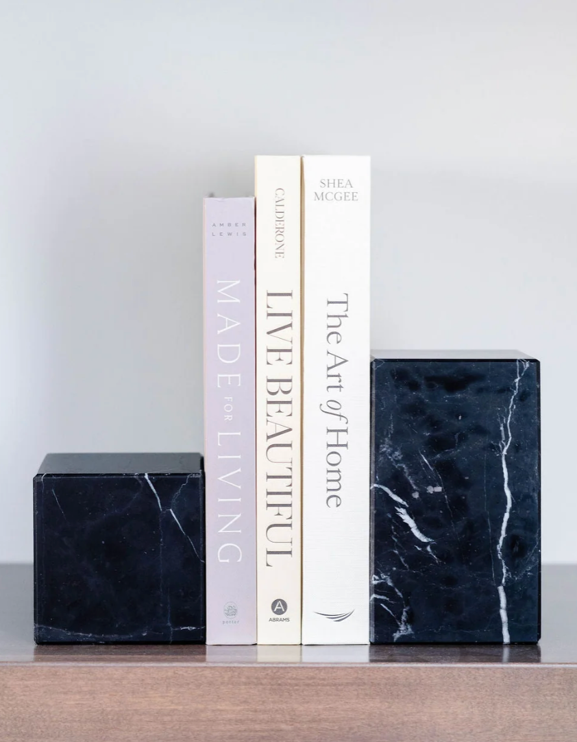 Black Marquina Marble Asymmetric Book Ends